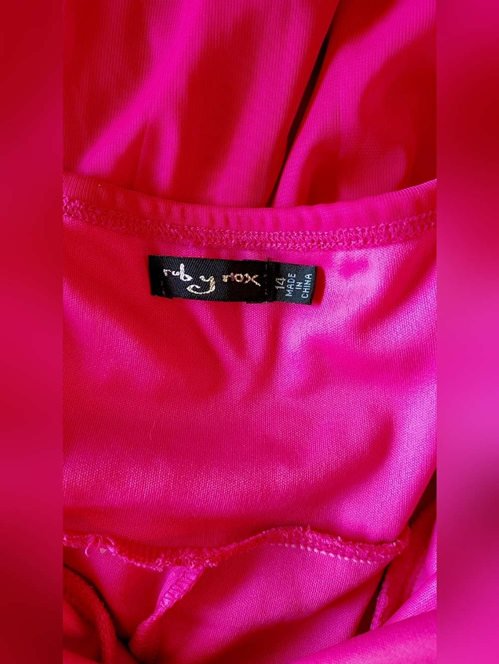 Ruby Rox Hot Pink Chiffon Prom Evening Gown With Rhinestone Accent - Picture 2 of 7